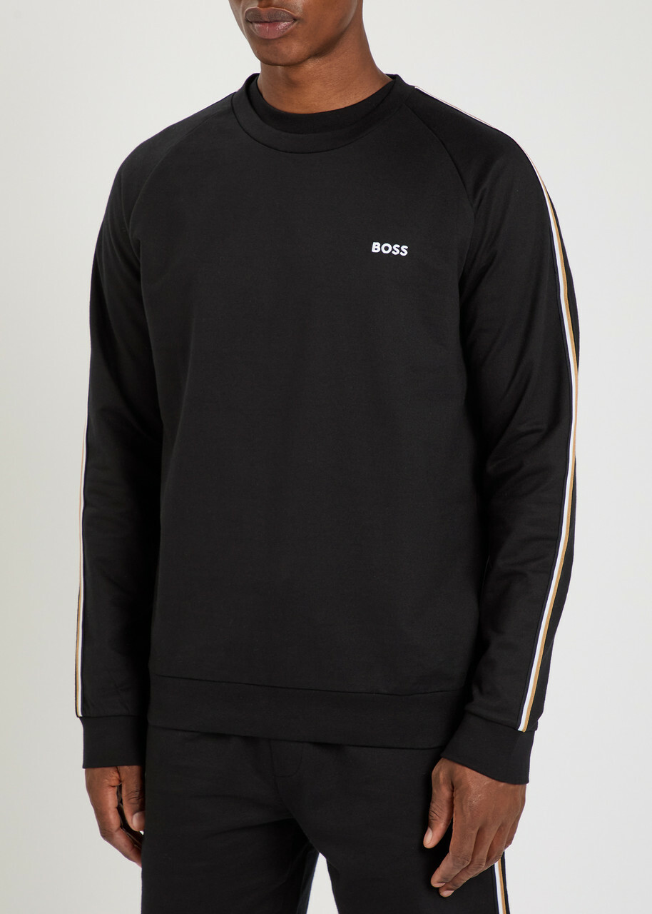 Boss Iconic Logo-embroidered Cotton Sweatshirt Black