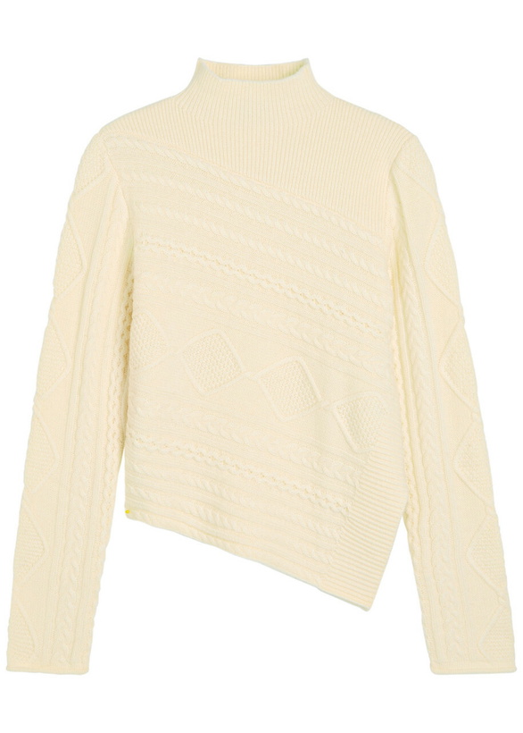 Photo: Staud Sidney Cable-knit Wool-blend Jumper Ivory