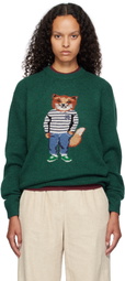 Maison Kitsuné Green Dressed Fox Intarsia Sweater