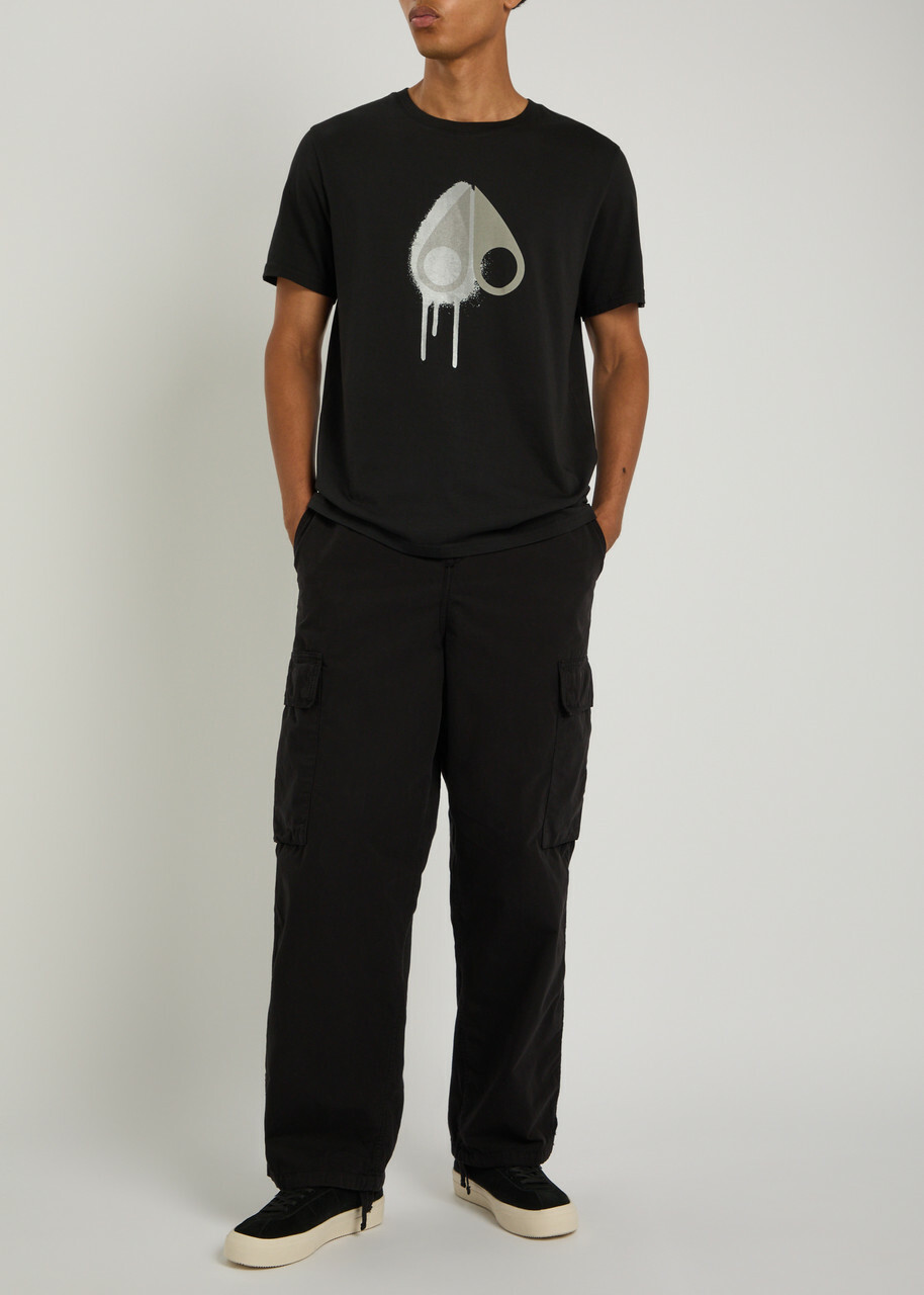 Moose Knuckles Augustine Drip Printed Cotton T-shirt Black