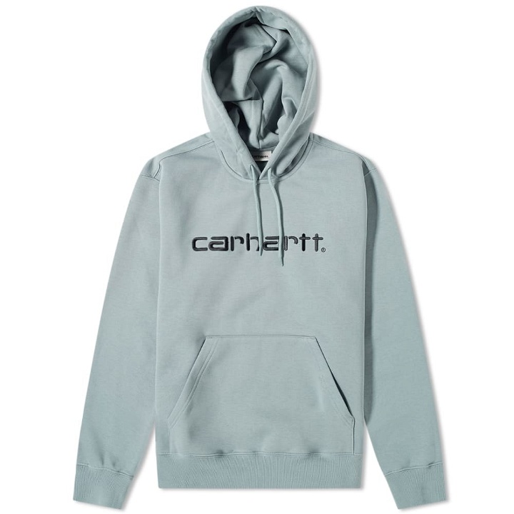 Photo: Carhartt Hooded Logo Sweat Cloudy & Black