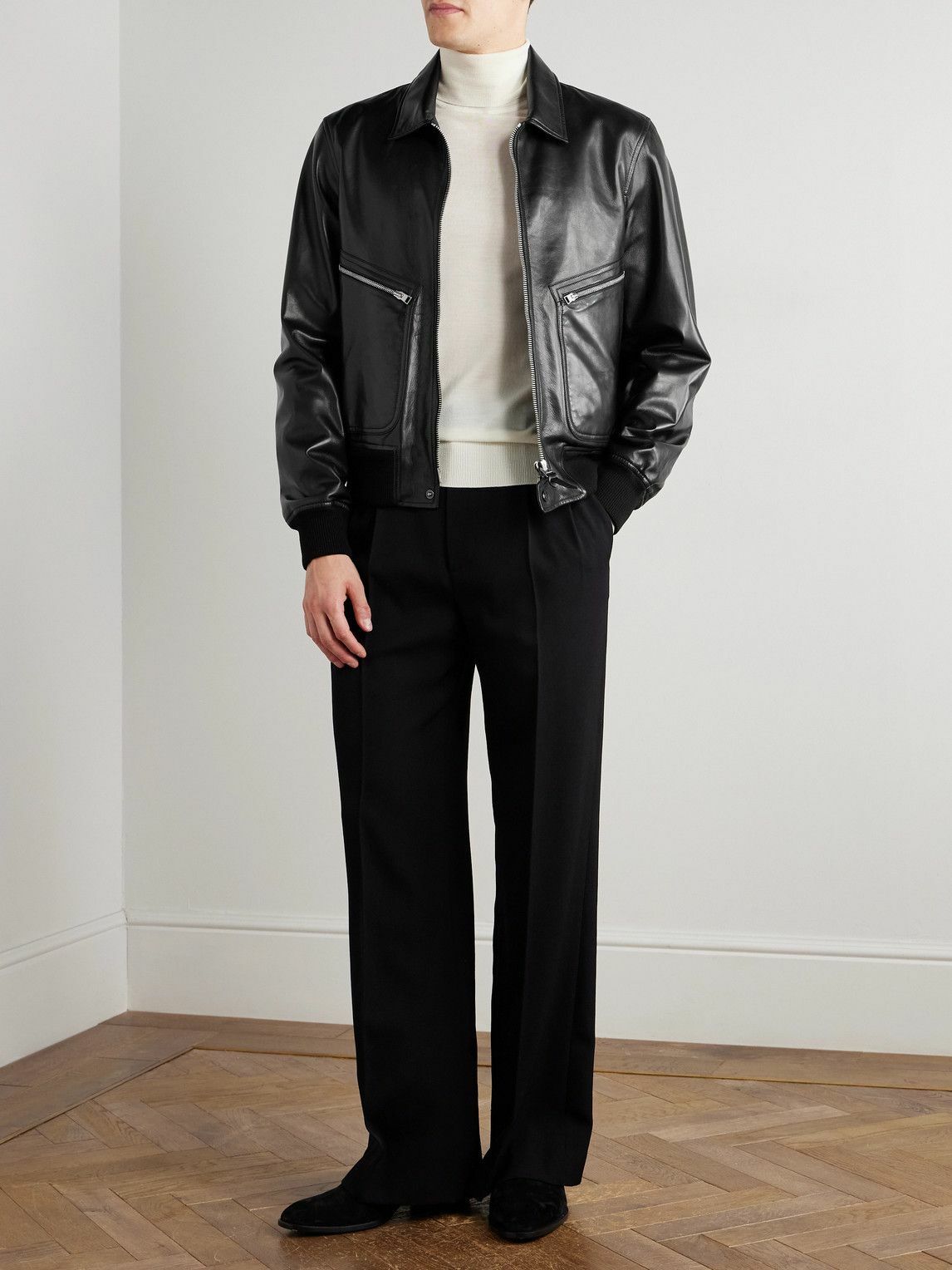 TOM FORD - Leather Zip-Up Jacket - Black TOM FORD