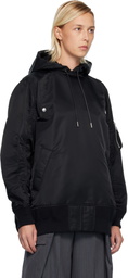 sacai Black Nylon Twill Hoodie