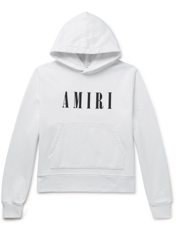 Photo: AMIRI - Logo-Print Loopback Cotton-Jersey Hoodie - White