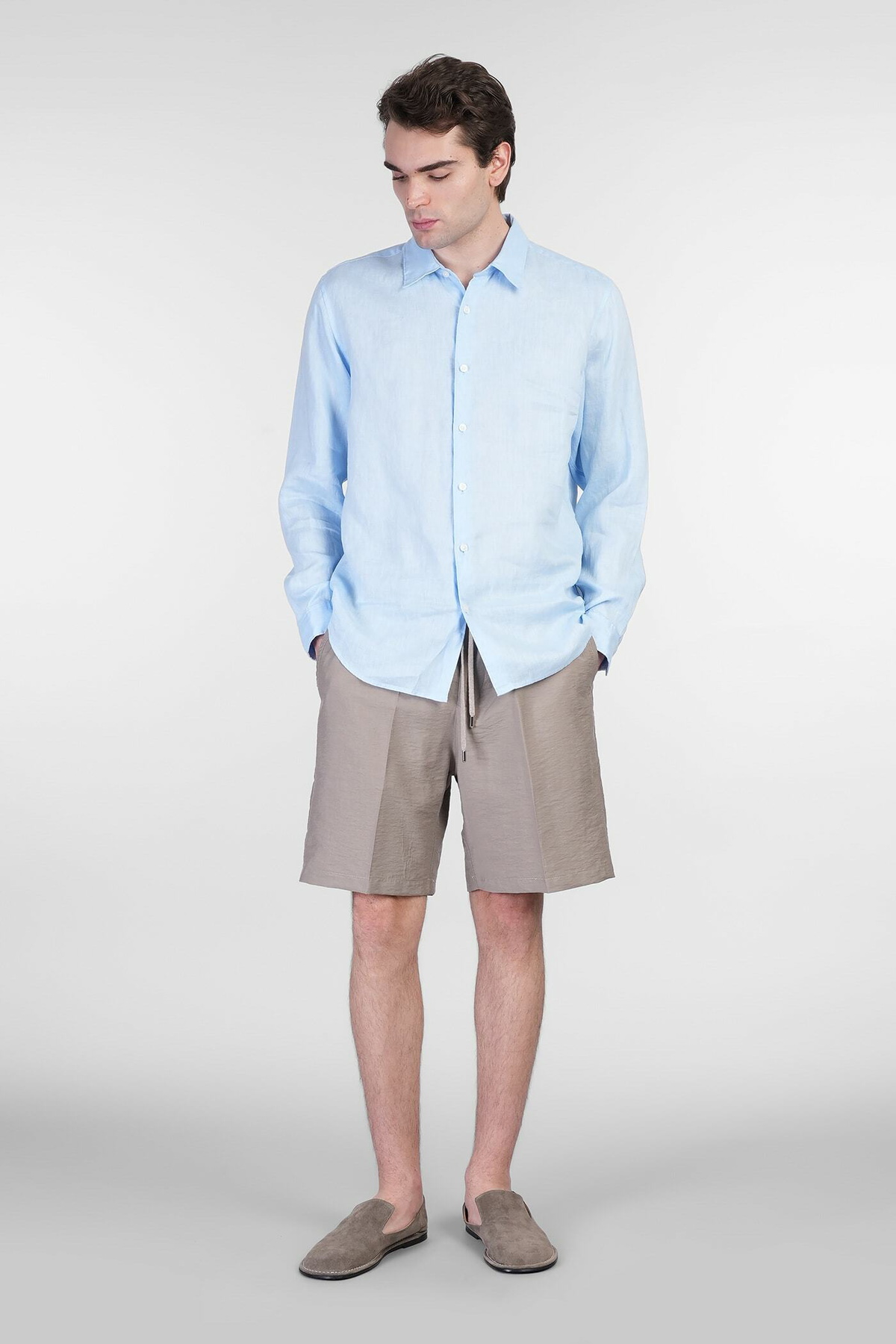 Theory Shirt In Cyan Linen