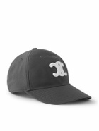 CELINE - Triomphe Logo-Appliquéd Cotton-Gabardine Baseball Cap - Gray