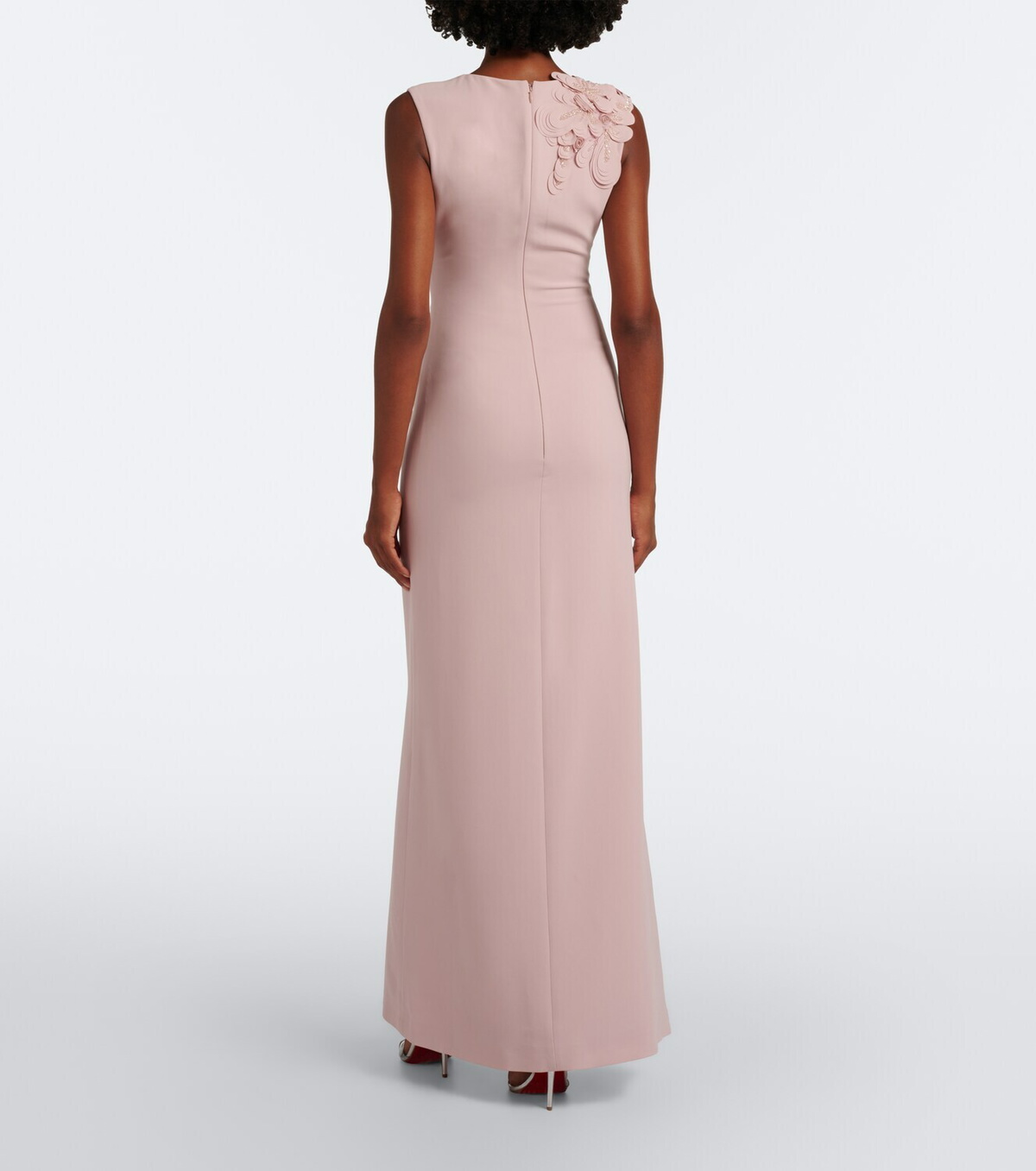 Costarellos Jevi embellished floral appliqué crepe gown
