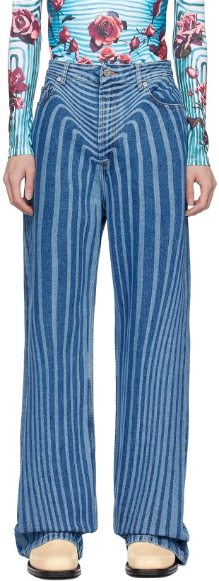 Photo: Jean Paul Gaultier Blue 'The Body Morphing' Jeans