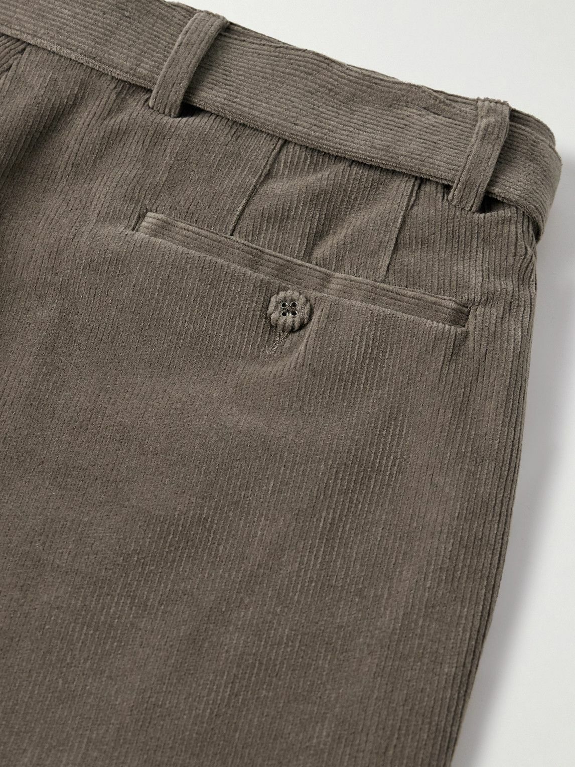 Officine Générale - Hoche Slim-Fit Straight-Leg Belted Cotton-Blend Corduroy Trousers - Brown