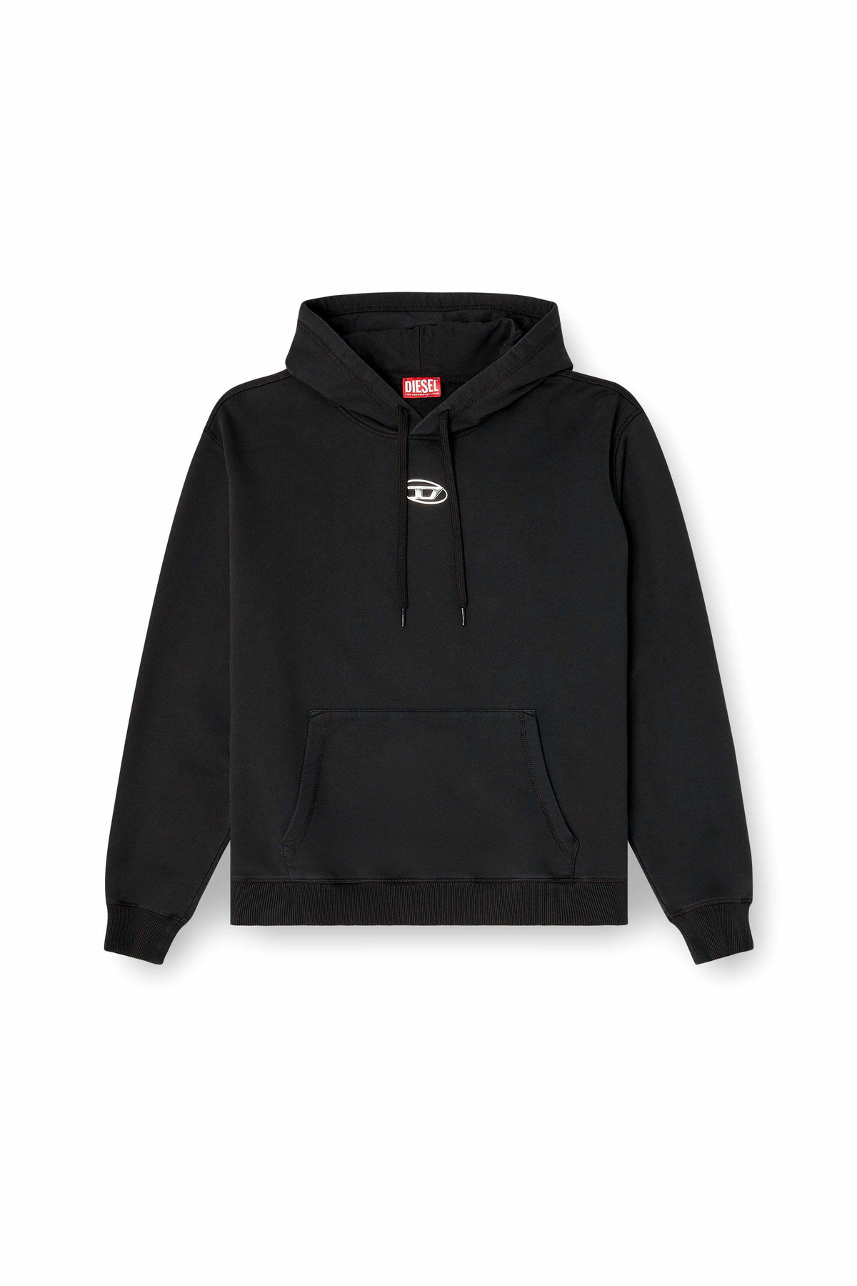 Diesel Cotton hoodie with metallic Oval D - Sweaters Mens in Black