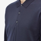 John Smedley Men's Belper Long Sleeve Knitted Polo Shirt in Midnight