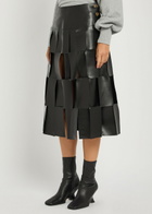 A.W.A.K.E Mode Laser-cut Faux Leather Midi Skirt Black