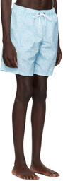 Versace Underwear Blue Barocco Swim Shorts