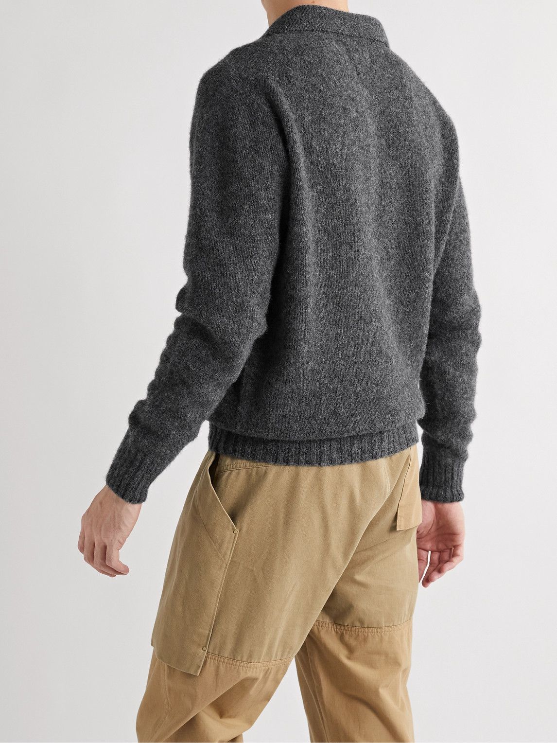 Howlin' - Ghost Pressure Brushed-Wool Polo Shirt - Gray