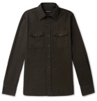 TOM FORD - Slim-Fit Button-Down Collar Brushed-Cotton Shirt - Green