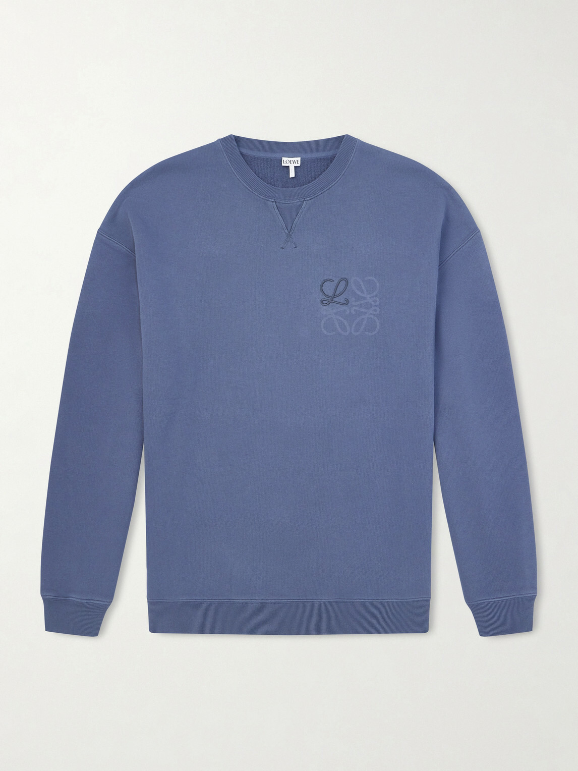 LOEWE - Logo-Embroidered Printed Cotton-Jersey Sweatshirt - Blue