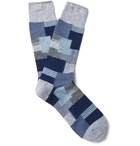 Anonymous Ism - Patchwork Mélange Cotton-Blend Socks - Navy