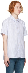 PS by Paul Smith White & Blue Poplin Short Sleeve Shirt