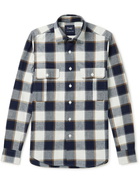 Drake's - Checked Cotton-Blend Twill Shirt - Blue