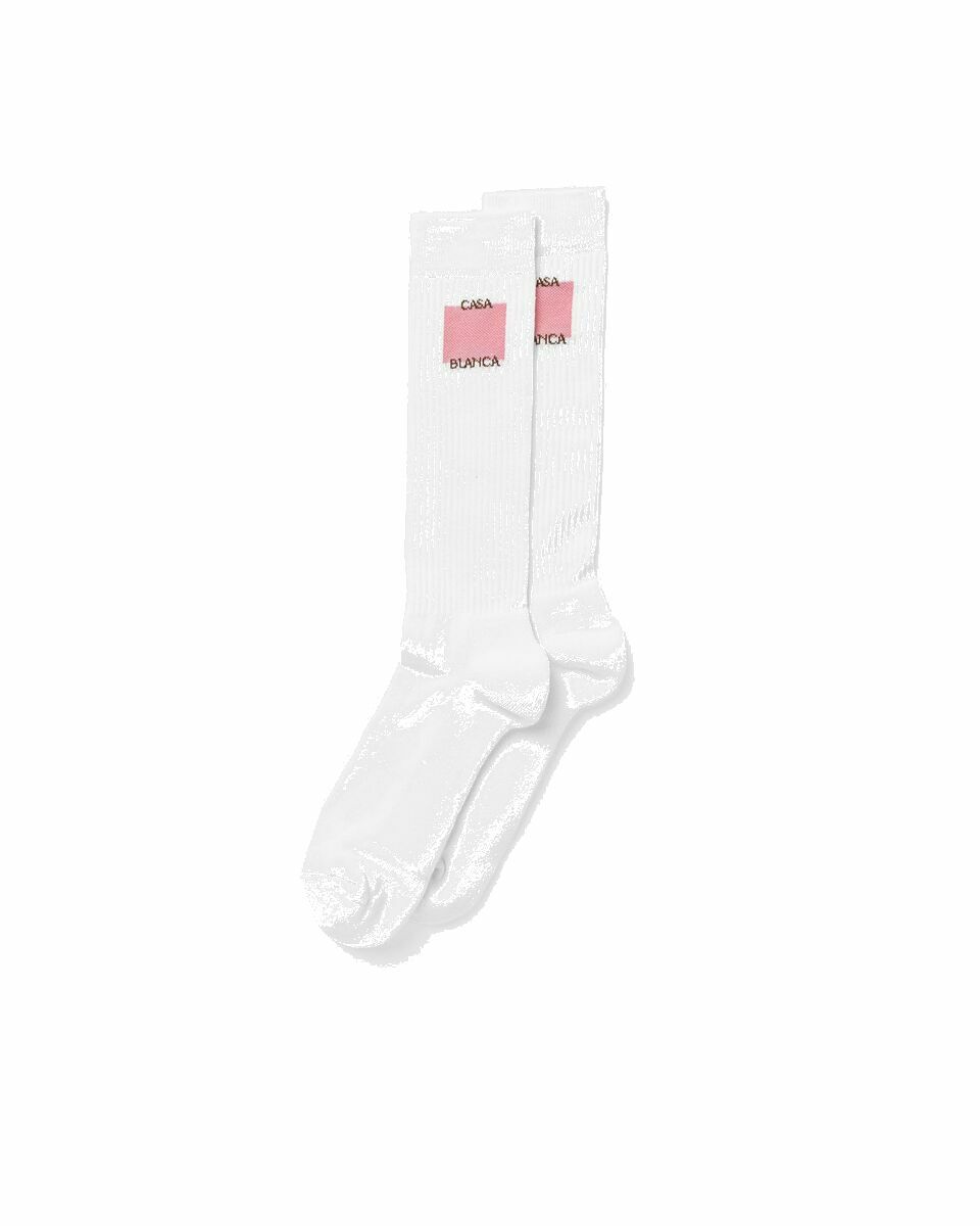 Photo: Casablanca Mid Calf Ribbed Sport Sock White - Mens - Socks