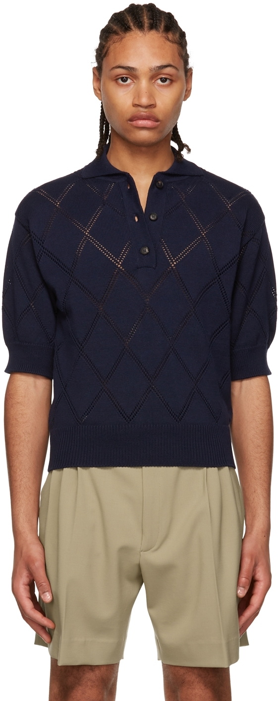 EGONLAB KN002B KNIT POLO-SHIRT NAVY BLUE 【公式通販】