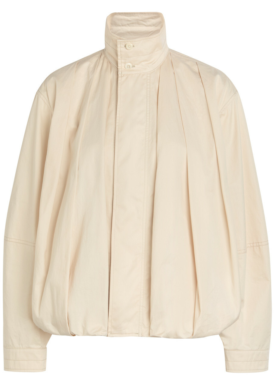 Lemaire High-neck Pleated Cotton Jacket Yellow Light