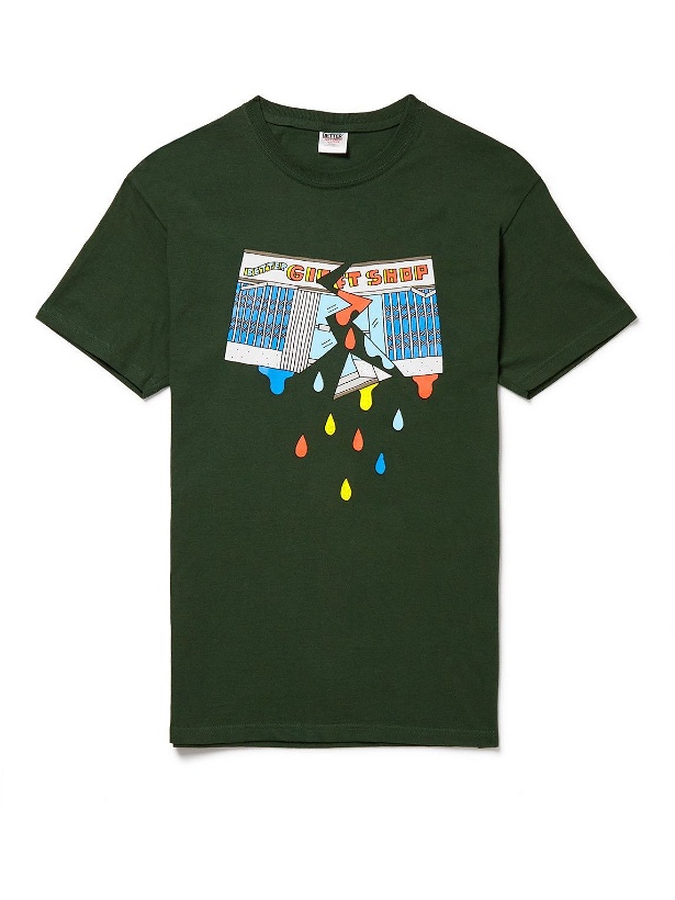 Photo: Better™ Gift Shop - Tim Comix Broken Gift Shop Printed Cotton-Jersey T-Shirt - Green