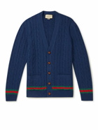 GUCCI - Cable-Knit Cashmere and Wool-Blend Cardigan - Blue