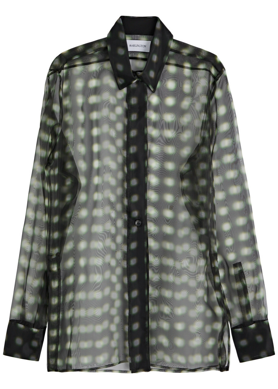 16 Arlington Teverdi Printed Sheer-chiffon Shirt Green