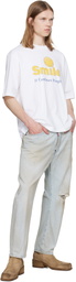 Dsquared2 White Smiley Dyed & Destroyed Loose Fit T-shirt