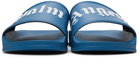 Palm Angels Blue Logo Pool Slides