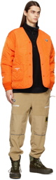 AAPE by A Bathing Ape Orange Quilted Logo Jacket
