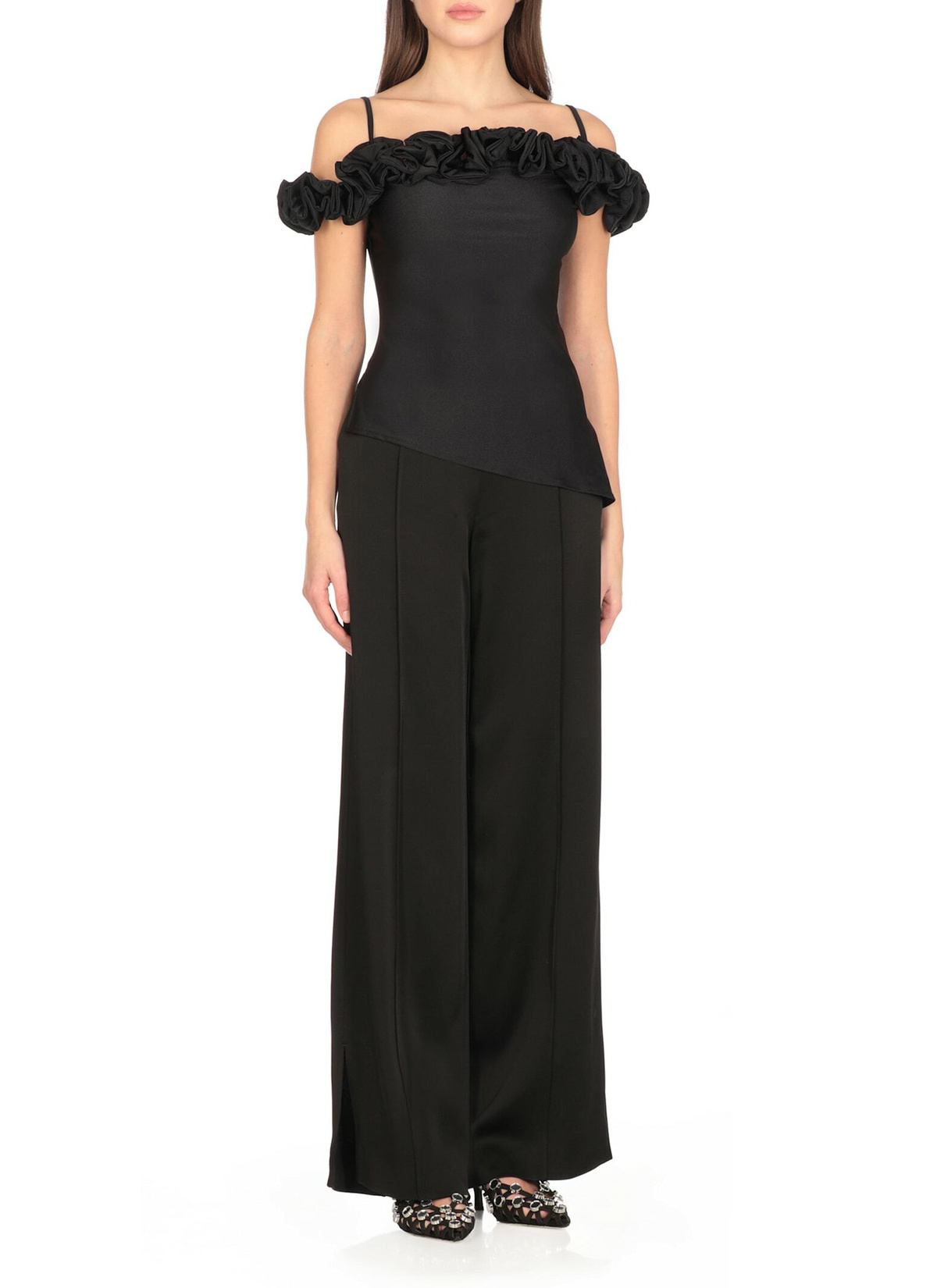 Trudis Wrap Top in Rayon Jersey Peppercorn