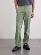 Hartford - Fatigue Straight-Leg Herringbone Cotton Trousers - Green