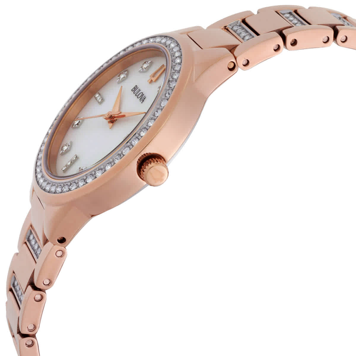 Bulova Quartz Crystal Ladies Watch Box Set with Crystal Accent Heart Pendant