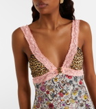 Roberto Cavalli Embellished lace-trimmed minidress