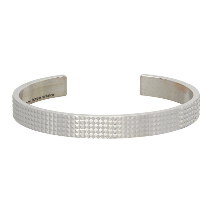 Photo: Le Gramme Silver Polished Guilloche Pyramide Le 23 Grammes Ribbon Bracelet