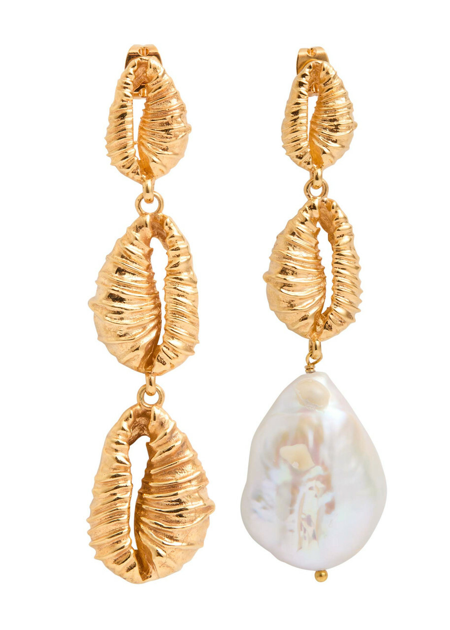 Joanna Laura Constantine Mismatched Seashell 18kt Gold-plated Earrings - One Size