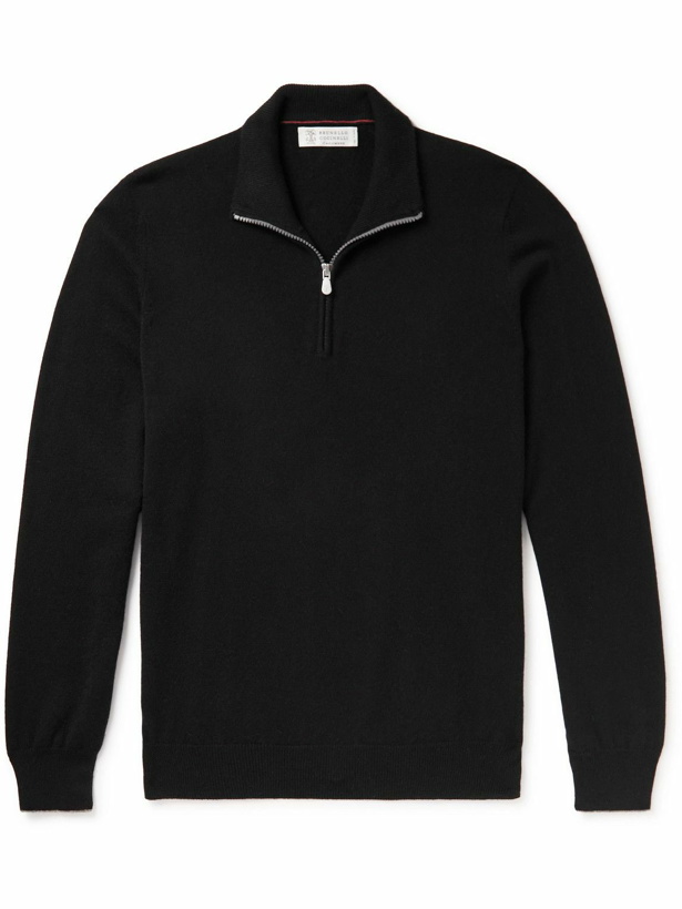Photo: Brunello Cucinelli - Cashmere Half-Zip Sweater - Black