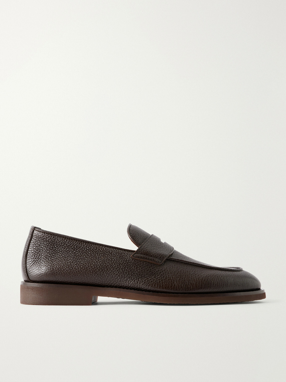 Brunello Cucinelli - Flex Full-Grain Leather Penny Loafers - Brown