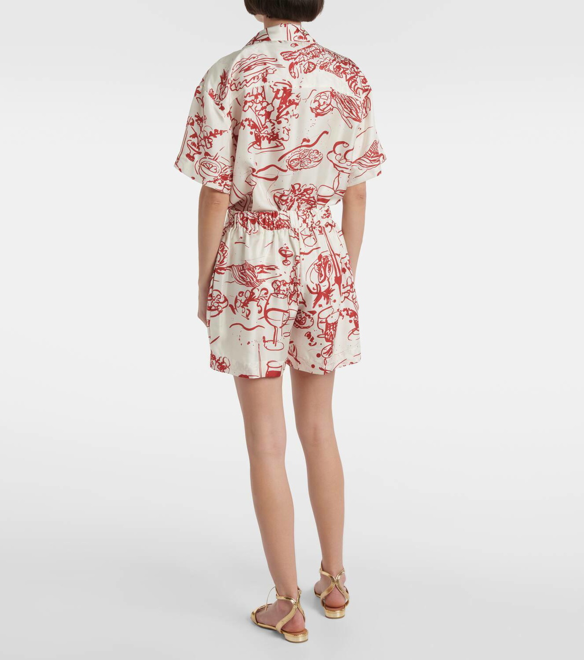 Asceno Zurich printed silk twill shorts