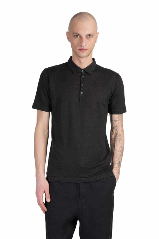Photo: 120% Lino Polo In Black Linen