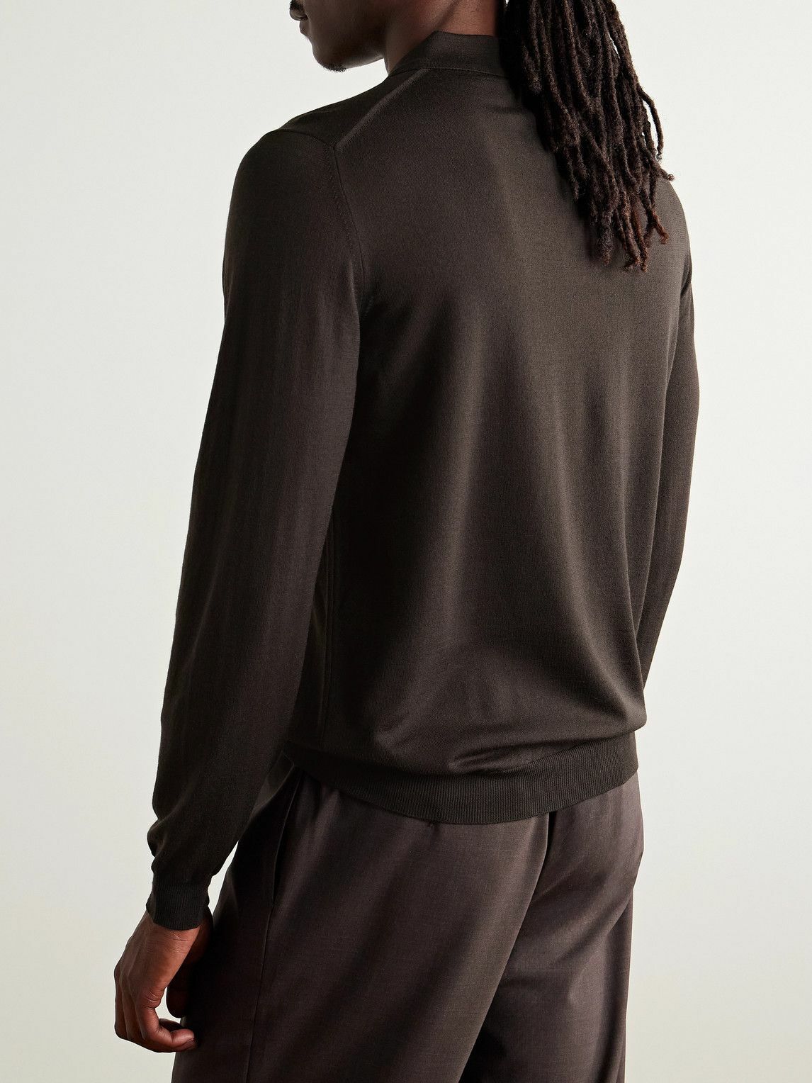 Incotex - Zanone Slim-Fit Flexwool Polo Shirt - Brown