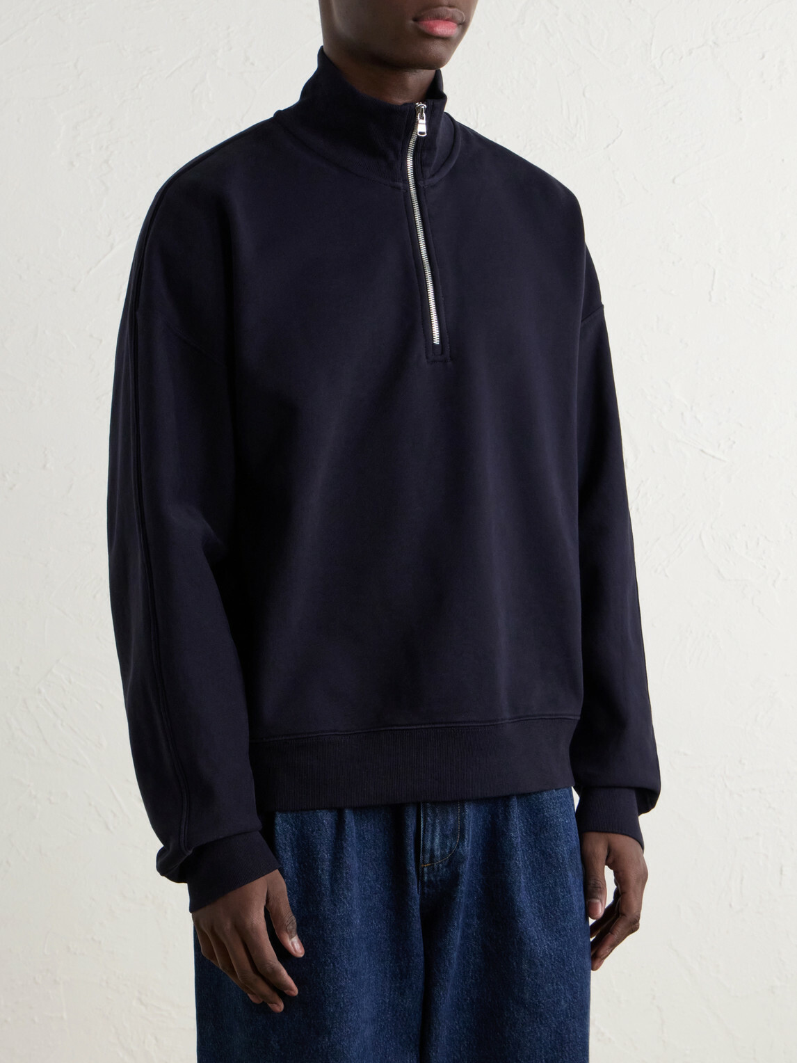AGOLDE - Idris Cotton-Jersey Half-Zip Sweatshirt - Black
