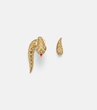 Yvonne Léon Python 9kt gold earrings with diamonds and spinels