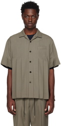 sacai Taupe Pleated Shirt