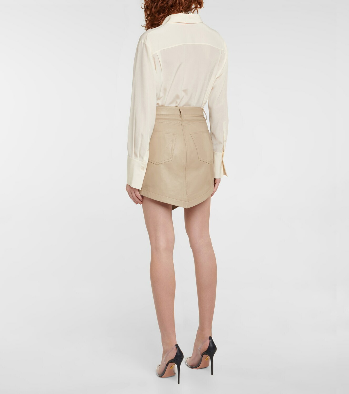 Alexandre Vauthier - High-rise asymmetric leather miniskirt