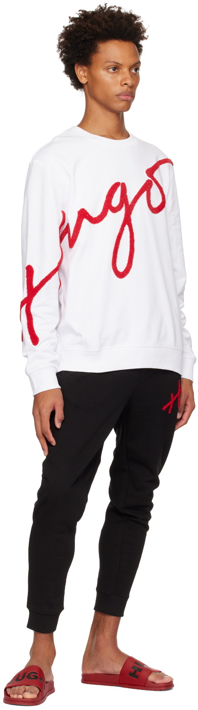 Hugo White Embroidered Sweatshirt