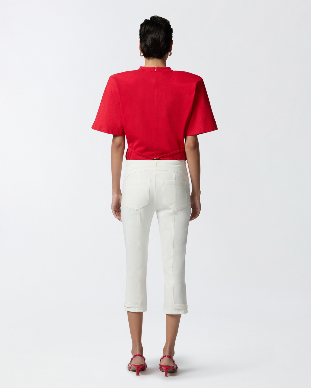 Pinko Cotton Canvas Capri Pants Bright White