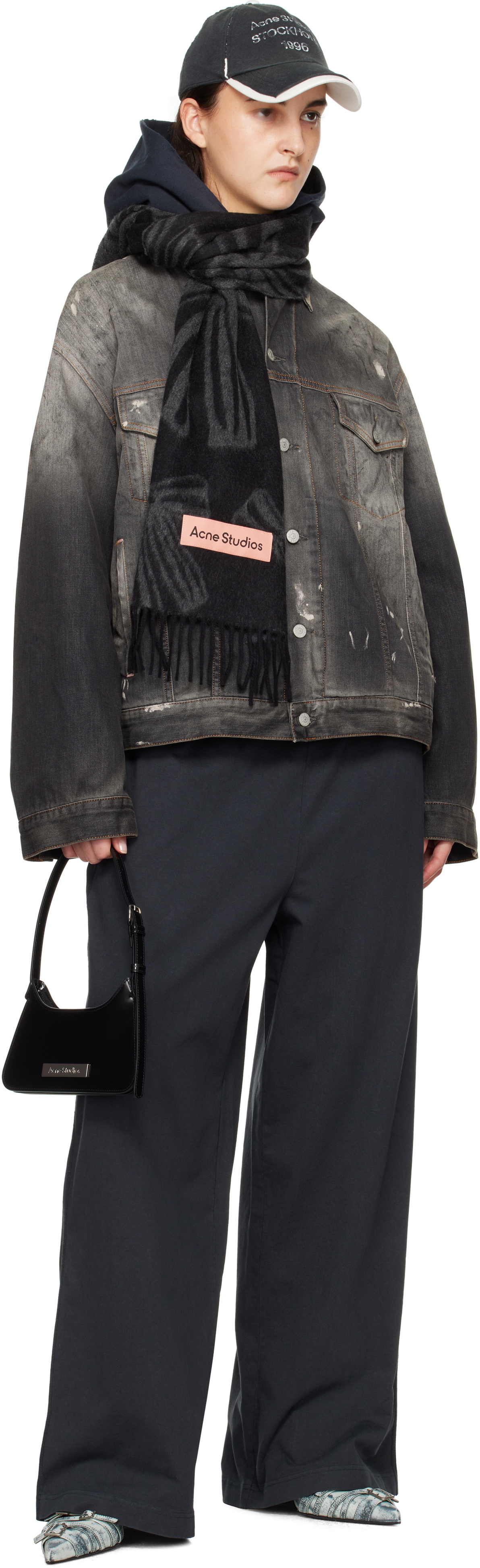 Acne Studios Black Oversized Fit Denim Jacket Acne Studios